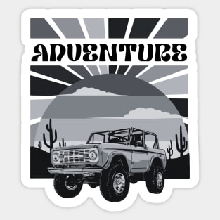 Vintage black and white adventure travel design Sticker